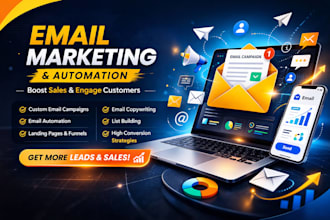 create email marketing campaign, design newsletters, and set up email automation