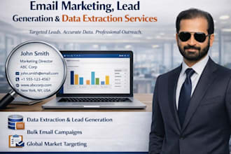 provide leads, bluk email campaign, data extraction , scraping