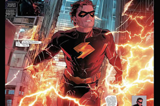 do a superhero comic art cartoon illustration