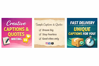 write creative text, captions and short quotes for any purpose