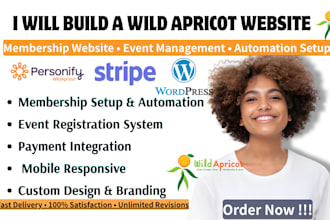 build a wild apricot website, membership website and event management website