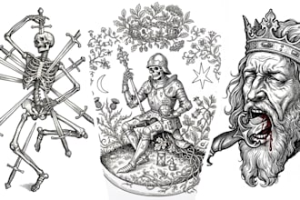 create a beautiful vintage medieval illustration
