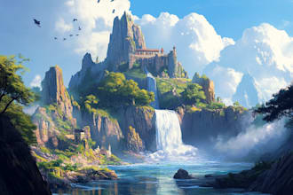 create fantasy landscape illustrations