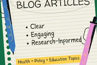 ghostwrite blog articles on health, policy, and education