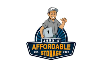 make older white gentleman logo for a self storage business