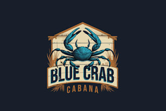 design looks nice blue crab cabana logo