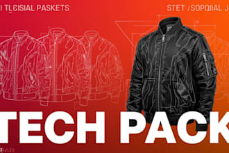 design clothing tech pack flat sketch size grading spec sheet