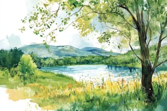 paint landscapes in watercolor