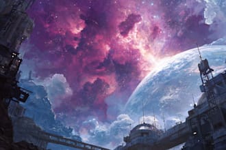 make high quality space art and futuristic space scenes