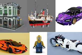 model custom lego trucks, bikes, cars and houses with bricklink and XML lists