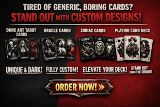 design custom dark art tarot cards oracle cards zodiac or playing card deck