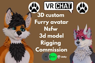 do custom furry avatar anime fursona nsfw vrchat avatar 3d vr character model