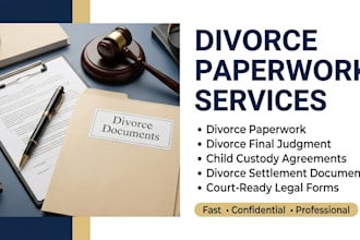 draft divorce final judgement, legal documents and child custody