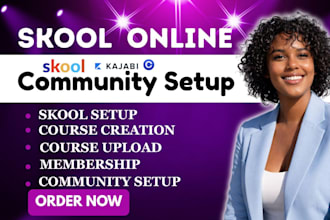 create skool online course content skool community setup kajabi online course