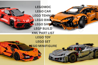 model lego technic cars, ships, trucks,, miifigure and house with xml part lists