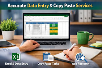 data entry, excel, copy paste  virtual assistant service