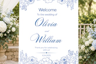 create custom wedding visual identity, welcome sign