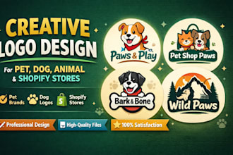 design creative logo design for pet,shopify store,dog,animal