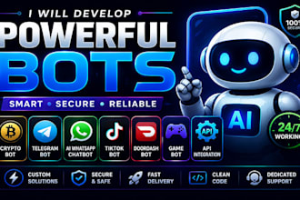 crypto telegram bot ai whatsapp chatbot tiktok bot doordash bot game bot API