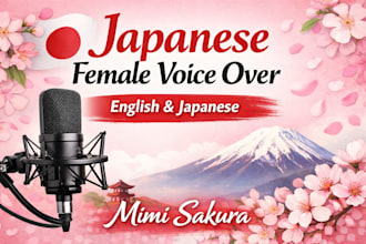record a japanese female voice over in english or japanese