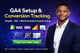 do tracking, install ga4, add conversion tracking for shopify, wix, woocommerce