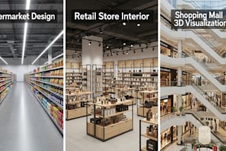 design  3d modern supermarket 3d retail store and 3d shopping mall interior