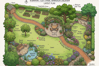 draw landscape 2d drawings, site plan, garden layout, patio and planting plan