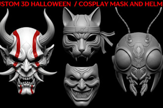 create custom 3d mask and 3d helmet stl for cosplay and halloween 3d printing