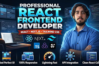 be your react front end developer using react js, next js, tailwind css