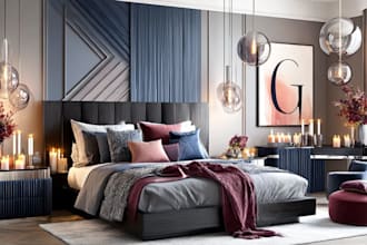 renovate real estate home virtual staging, luxury modern bedroom interior render