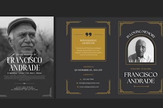 design funeral program, memorial, obituary, event flyer