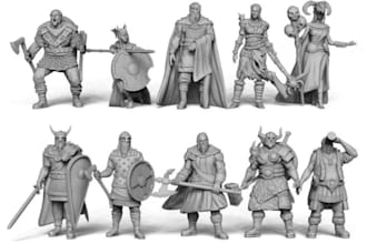 sculpt 3d viking miniatures dnd,3d fantasy warriors model, tabletop game, knight