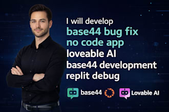 develop base44 bug fix no code app loveable ai base44 development replit debug