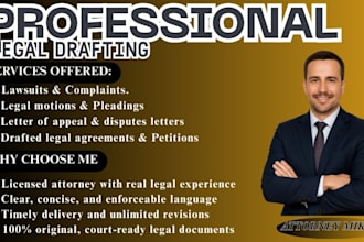 draft lawsuits, motions, complaints and court legal documents