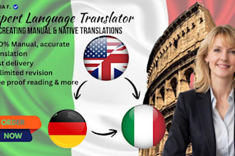 translate italian and germany  into any kind of text for you  in eu language