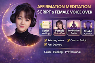 write affirmation meditation scripts and record calming female voiceover