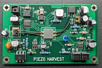 piezoelectric energy harvesting circuit, pcb design prototype for iot sensors