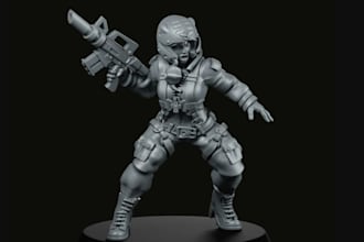 do 3d realistic soldier miniature,rpg tabletop character,3d sci fi model,zbrush