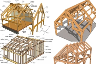 design timber structure framing plans and wood trusses plan