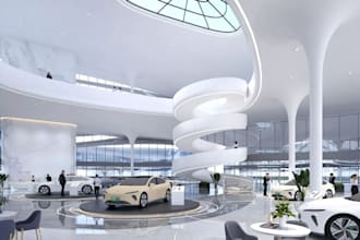 reshape 3d automobile 4s shop, machinic shop, store, auto repair shop,2d layout