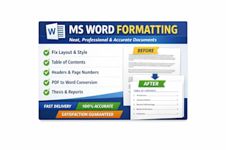do professional ms word formatting, editing and document design