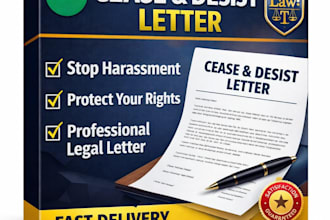 draft a professional cease and desist letter to stop harassment copyright