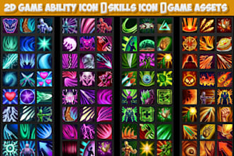 design 2d game icon, hand pain skills, props asset, item icon, game assets icon