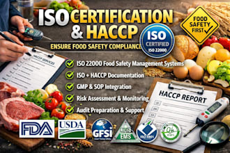be your urgent haccp, harpc, fssc 22000, food safety plans, iso 9001, iso 45001