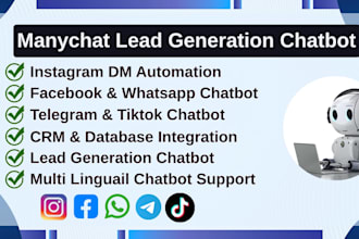 build lead generation chatbot for social media business with manychat