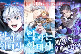 create anime manga webtoon cover, comic cover, and book cover illustration