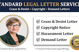draft cease and desist, copyright, harassment letter and demand letter
