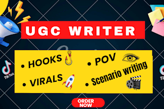 write ugc, scenerio scripts for tiktok reels ads video