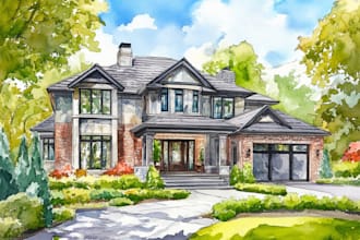 do an watercolor house portrait