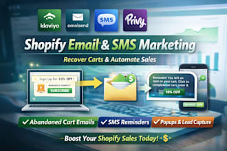 set up klaviyo, omnisend, smsbump, and privy email marketing for shopify